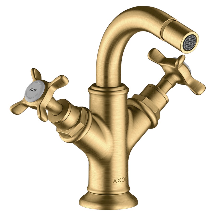 Batterie de bidet MONTREUX
goulot S 104 mm, buse
orientable, vidage excentrique
débit 7 l/min
groupe acoustique I