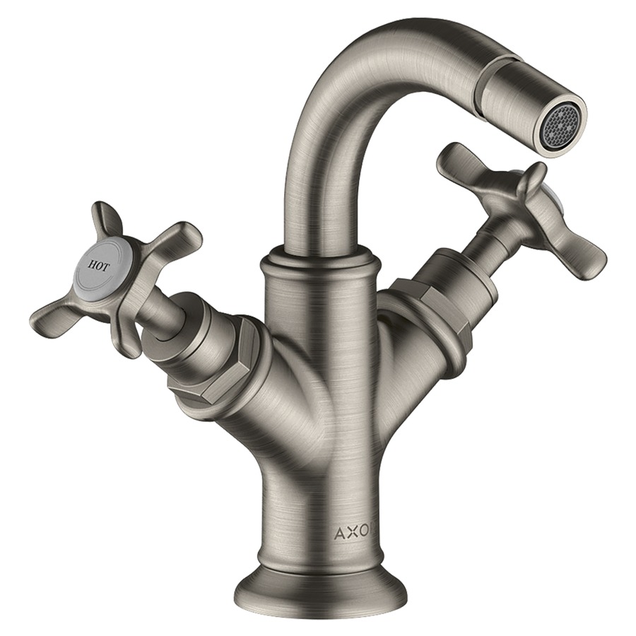 Batterie de bidet MONTREUX
goulot S 104 mm, buse
orientable, vidage excentrique
débit 7 l/min
groupe acoustique I