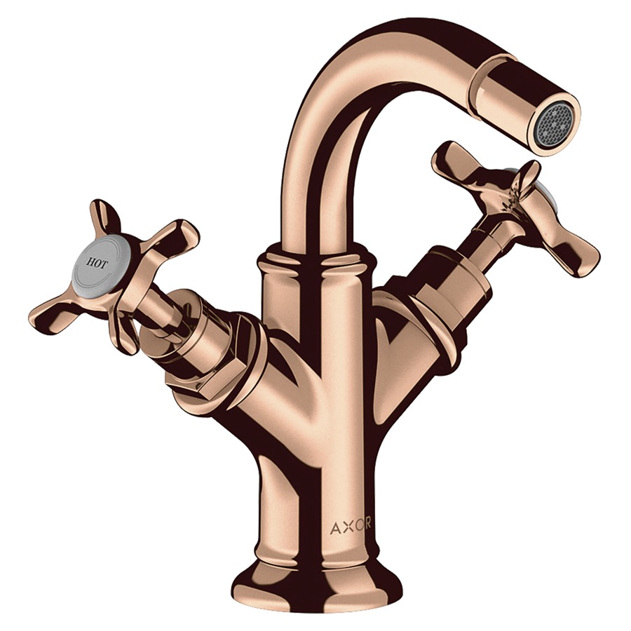 Batterie de bidet MONTREUX
goulot S 104 mm, buse
orientable, vidage excentrique
débit 7 l/min
groupe acoustique I