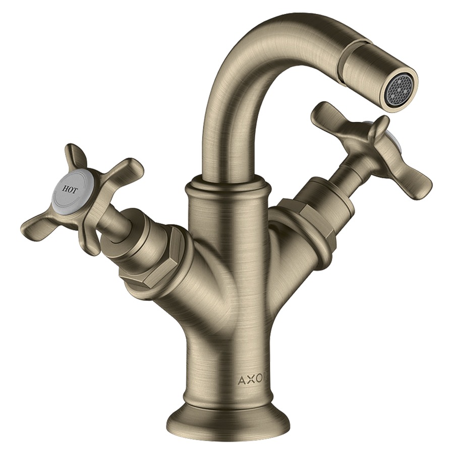Batterie de bidet MONTREUX
goulot S 104 mm, buse
orientable, vidage excentrique
débit 7 l/min
groupe acoustique I