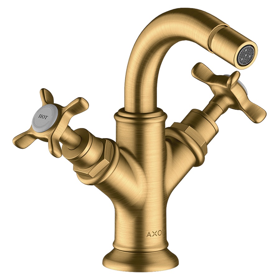 Batterie de bidet MONTREUX
goulot S 104 mm, buse
orientable, vidage excentrique
débit 7 l/min
groupe acoustique I