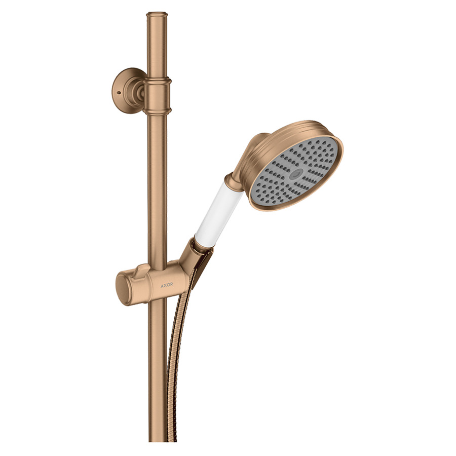 Garniture de douche MONTREUX
douche, glissière 90 cm
tuyau de douche 160 cm
groupe acoustique NT