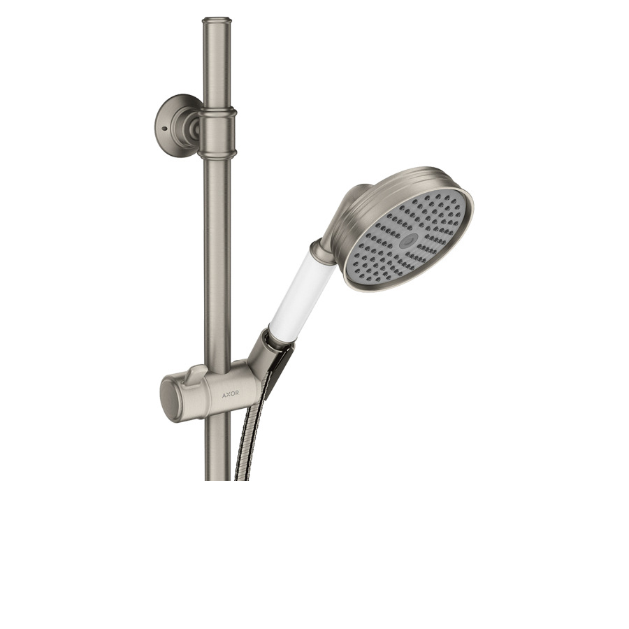 Garniture de douche MONTREUX
douche, glissière 90 cm
tuyau de douche 160 cm
groupe acoustique NT