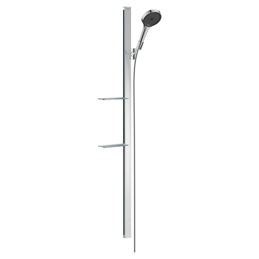 Garniture de douche RAINFINITY
130, 3jet EcoSmart, Quick
Clean, PowderRain/Intense
PowderRain/MonoRain
glissière de douche 150 cm
tuyau de douche 160 cm
support de douche, tablette en
verre sécurit, débit 8,5 l/min
