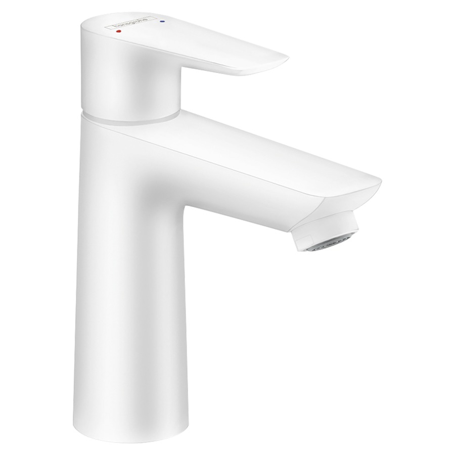 Mélangeur de lavabo TALIS E
110, S 112 mm, goulot fixe
débit 5 l/min, sans vidage
groupe acoustique I