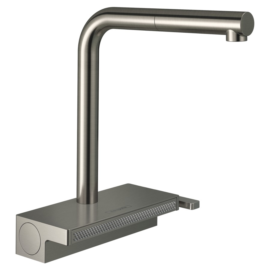 Mélangeur d'évier AQUNO SELECT
M81 250
S 210 mm, goulot orientable
60/110/150°, douche
estensible 2jet, débit
6,9 l/min, groupe acoustique I