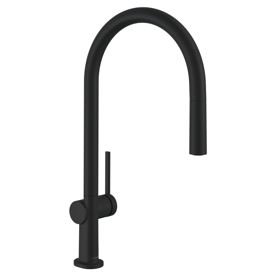 Mélangeur d'évier TALIS M54
210
S 223 mm, goulot orientable
60/110/150/360°, douche
estensible 1jet, débit 7 l/min
avec sBox, groupe acoustique I