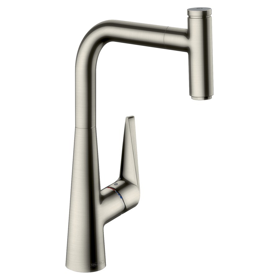 Mélangeur d'évier TALIS SELECT
S 300, S 220 mm
goulot orientable 150°, douche
extensible, cartouche en
céramique, débit 10 l/min