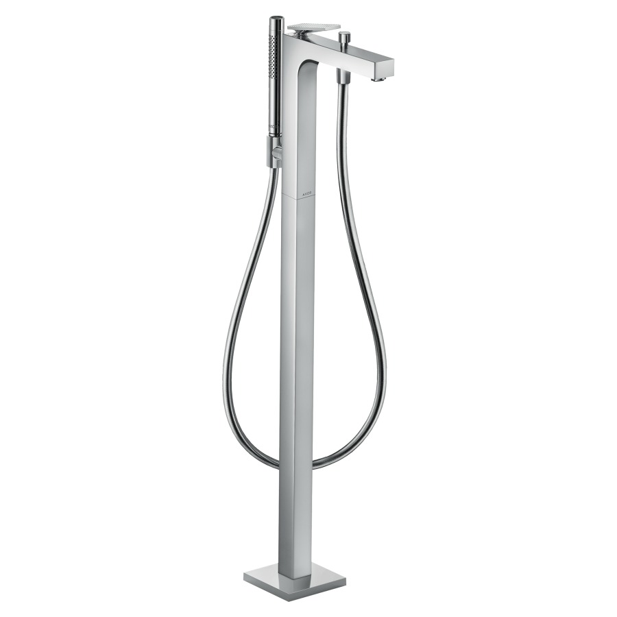Mélangeur de bain CITTERIO
S 200 mm, goulot fixe
avec poignée à levier, coupe
rhombique, H jusqu'à aérateur
832-912 mm, avec colonne pour
montage à pose libre, douche à
main, tuyau de douche, support
de douche, sans corps à
encastrer 758 415