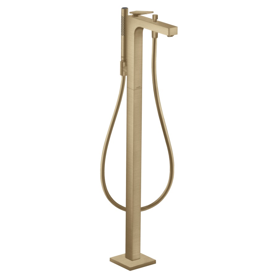 Mélangeur de bain CITTERIO
S 200 mm, goulot fixe
avec poignée à levier, coupe
rhombique, H jusqu'à aérateur
832-912 mm, avec colonne pour
montage à pose libre, douche à
main, tuyau de douche, support
de douche, sans corps à
encastrer 758 415
