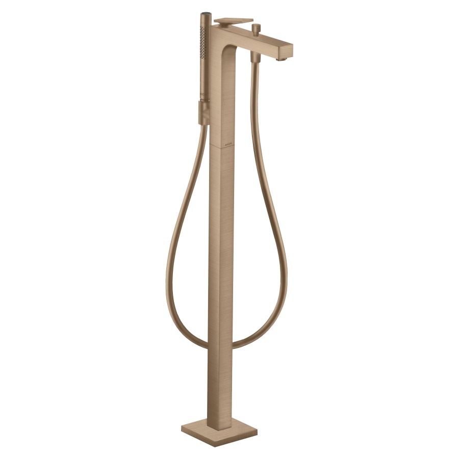 Mélangeur de bain CITTERIO
S 200 mm, goulot fixe
avec poignée à levier, coupe
rhombique, H jusqu'à aérateur
832-912 mm, avec colonne pour
montage à pose libre, douche à
main, tuyau de douche, support
de douche, sans corps à
encastrer 758 415