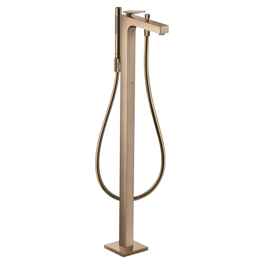 Mélangeur de bain CITTERIO
S 200 mm, goulot fixe
avec poignée à levier, coupe
rhombique, H jusqu'à aérateur
832-912 mm, avec colonne pour
montage à pose libre, douche à
main, tuyau de douche, support
de douche, sans corps à
encastrer 758 415