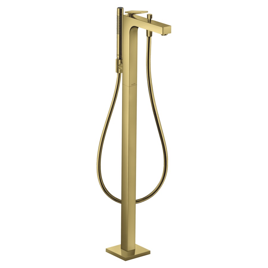 Mélangeur de bain CITTERIO
S 200 mm, goulot fixe
avec poignée à levier, coupe
rhombique, H jusqu'à aérateur
832-912 mm, avec colonne pour
montage à pose libre, douche à
main, tuyau de douche, support
de douche, sans corps à
encastrer 758 415