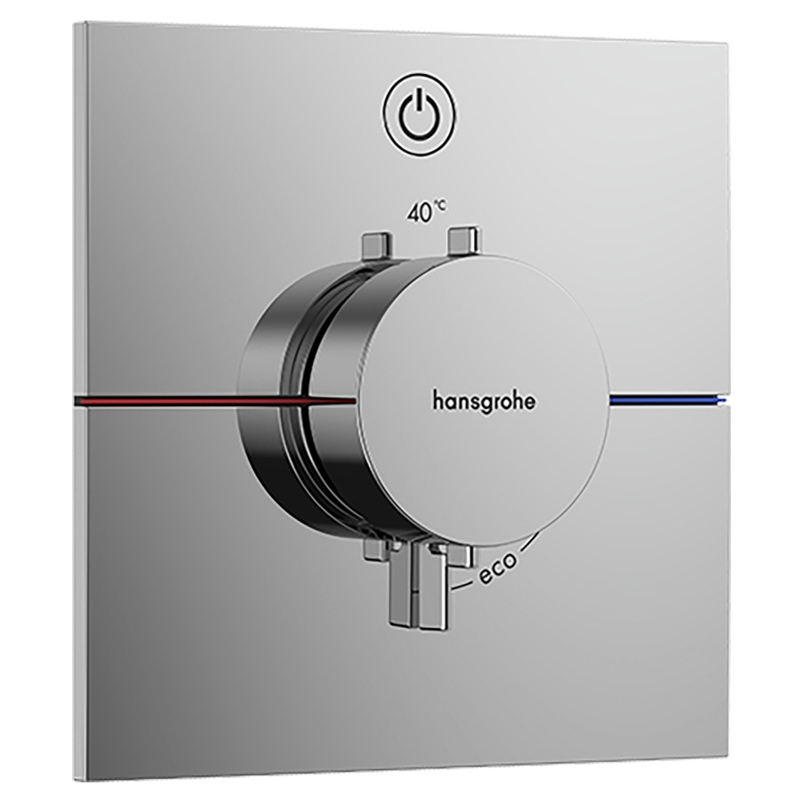 Thermostat SHOWERSELECT
COMFORT E UP
set de montage final
15,5 x 15,5 cm, pour commander
1 fonction, robinet Start/Stop
bouton Select, débit
20,3 l/min, sans corps à
encastrer 757 049