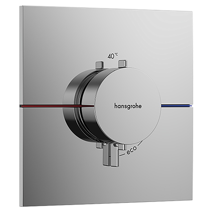 Thermostat SHOWERSELECT
COMFORT E UP
set de montage final
15,5 x 15,5 cm, pour commander
1 fonction, débit 34,8 l/min
sans corps à encastrer 757 049