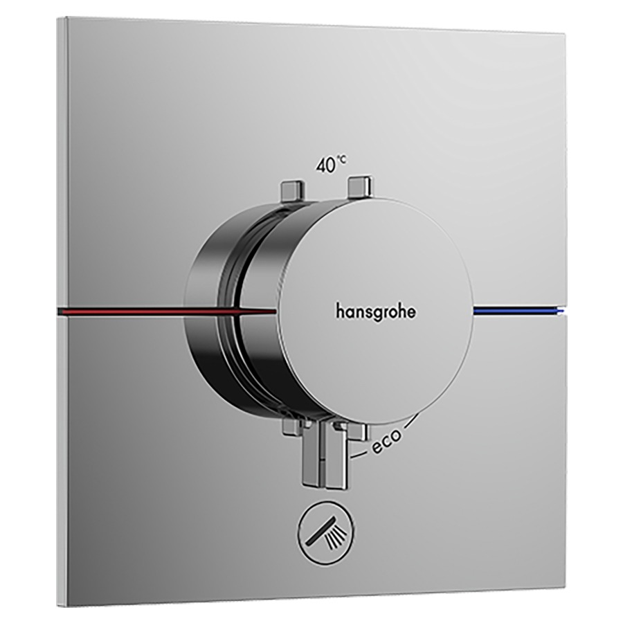 Thermostat SHOWERSELECT
COMFORT E UP
set de montage final
15,5 x 15,5 cm, pour commander
1 fonction et une sortie
supplémentaire, robinet
Start/Stop, bouton Select
débit 32,8 l/min, sans corps à
encastrer 757 049