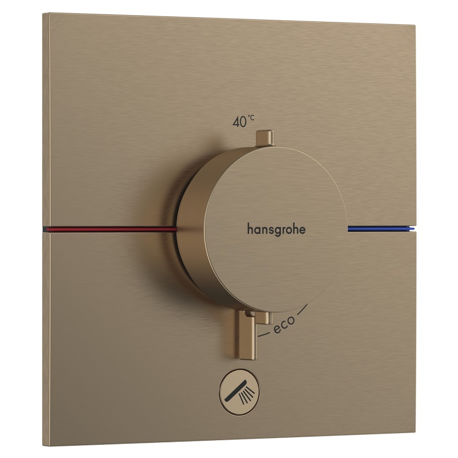 Thermostat SHOWERSELECT
COMFORT E UP
set de montage final
15,5 x 15,5 cm, pour commander
1 fonction et une sortie
supplémentaire, robinet
Start/Stop, bouton Select
débit 32,8 l/min, sans corps à
encastrer 757 049