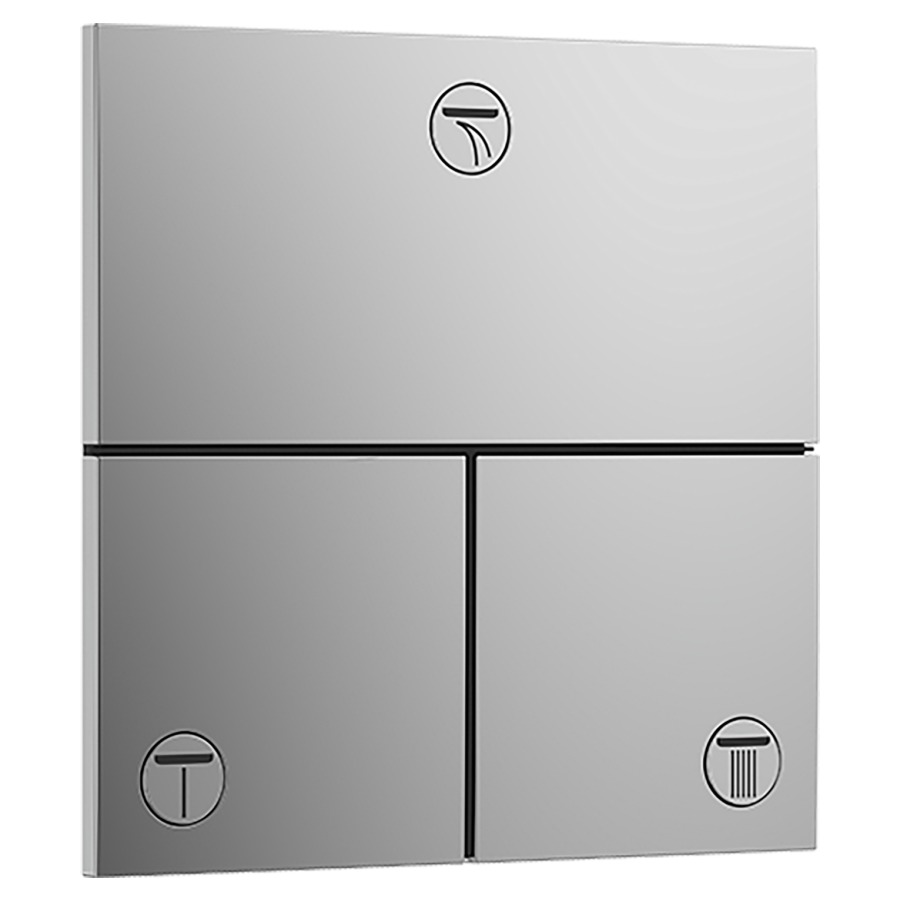 Robinet UP SHOWERSELECT
COMFORT E
set de montage final
15,5 x 15,5 cm, pour commander
3 fonctions, robinet
Start/Stop, bouton Select
débit 32 l/min, sans corps à
encastrer 757 049