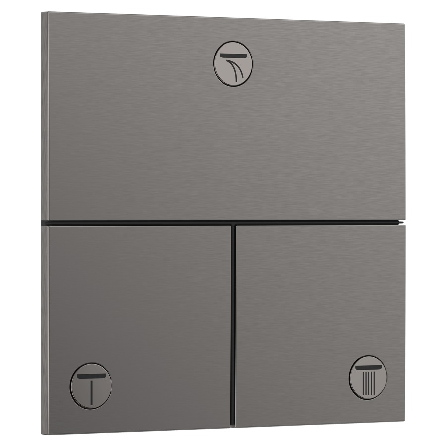 Robinet UP SHOWERSELECT
COMFORT E
set de montage final
15,5 x 15,5 cm, pour commander
3 fonctions, robinet
Start/Stop, bouton Select
débit 32 l/min, sans corps à
encastrer 757 049