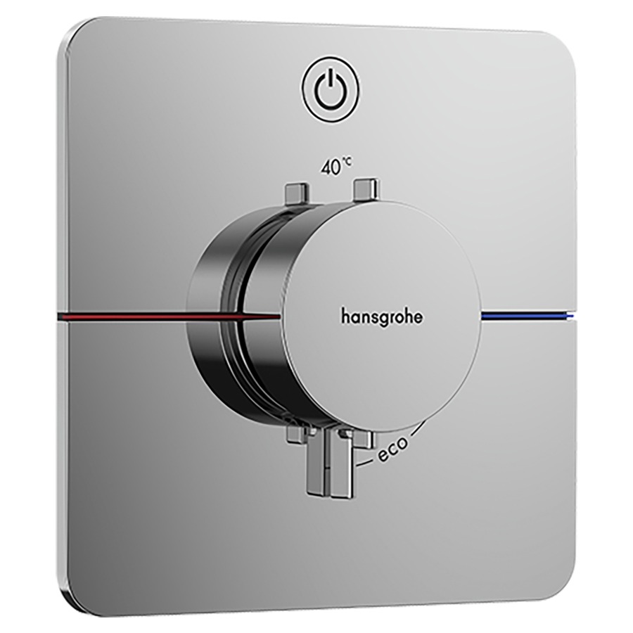Thermostat SHOWERSELECT
COMFORT Q UP
set de montage final
15,5 x 15,5 cm, pour commander
1 fonction, robinet Start/Stop
bouton Select, débit
20,3 l/min, sans corps à
encastrer 757 049