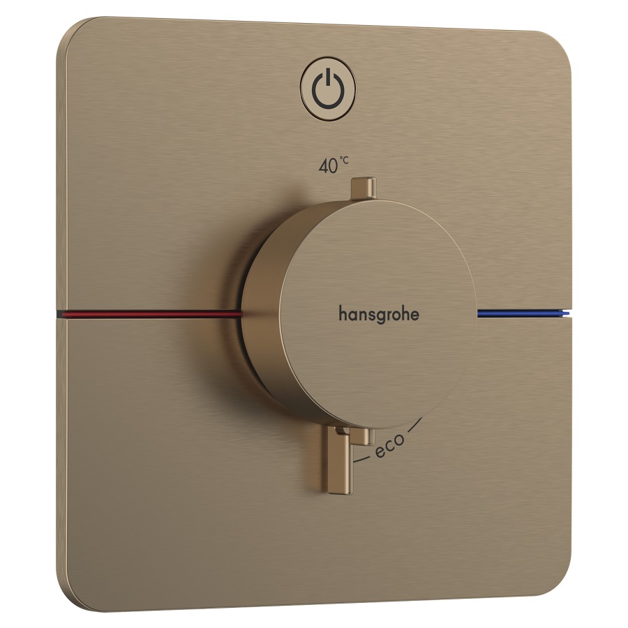Thermostat SHOWERSELECT
COMFORT Q UP
set de montage final
15,5 x 15,5 cm, pour commander
1 fonction, robinet Start/Stop
bouton Select, débit
20,3 l/min, sans corps à
encastrer 757 049