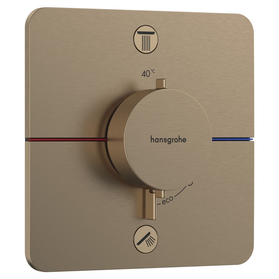 Thermostat SHOWERSELECT
COMFORT Q UP
set de montage final
15,5 x 15,5 cm, pour commander
2 fonctions, robinet
Start/Stop, bouton Select
débit 22,1 l/min, sans corps à
encastrer 757 049