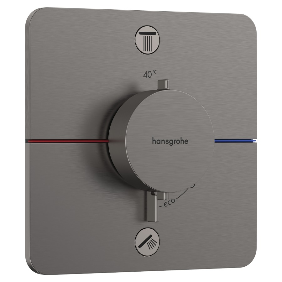 Thermostat SHOWERSELECT
COMFORT Q UP
set de montage final
15,5 x 15,5 cm, pour commander
2 fonctions, robinet
Start/Stop, bouton Select
débit 22,1 l/min, sans corps à
encastrer 757 049