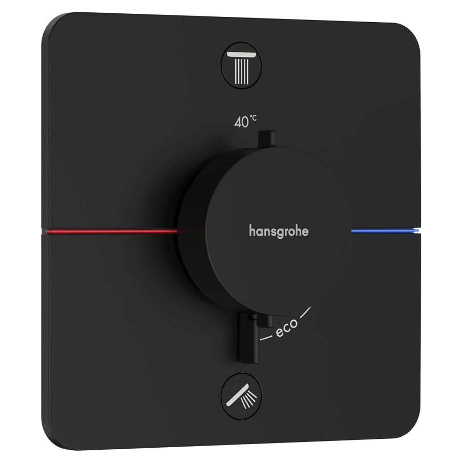 Thermostat SHOWERSELECT
COMFORT Q UP
set de montage final
15,5 x 15,5 cm, pour commander
2 fonctions, robinet
Start/Stop, bouton Select
débit 22,1 l/min, sans corps à
encastrer 757 049