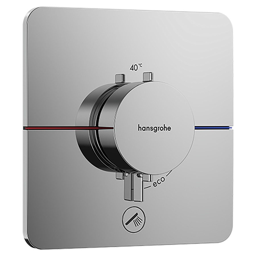 Thermostat SHOWERSELECT
COMFORT Q UP
set de montage final
15,5 x 15,5 cm, pour commander
1 fonction et une sortie
supplémentaire, robinet
Start/Stop, bouton Select
débit 32,8 l/min, sans corps à
encastrer 757 049