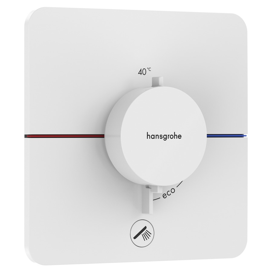 Thermostat SHOWERSELECT
COMFORT Q UP
set de montage final
15,5 x 15,5 cm, pour commander
1 fonction et une sortie
supplémentaire, robinet
Start/Stop, bouton Select
débit 32,8 l/min, sans corps à
encastrer 757 049