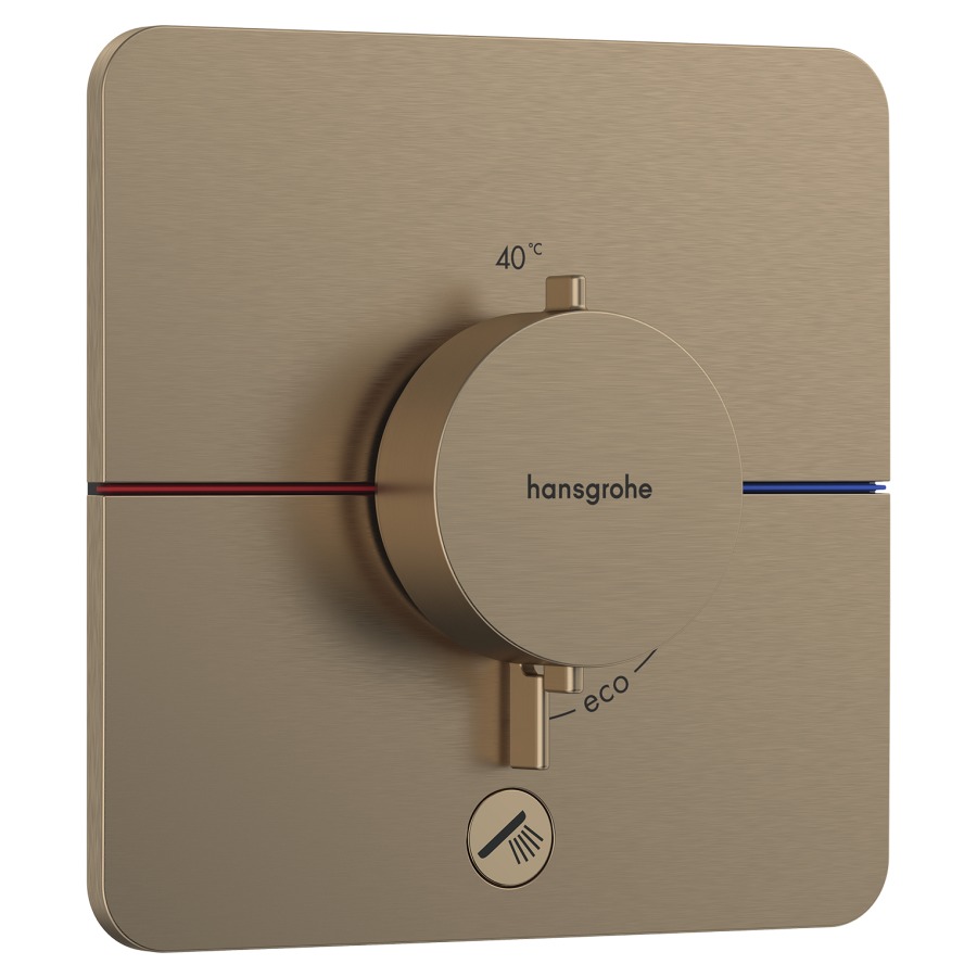 Thermostat SHOWERSELECT
COMFORT Q UP
set de montage final
15,5 x 15,5 cm, pour commander
1 fonction et une sortie
supplémentaire, robinet
Start/Stop, bouton Select
débit 32,8 l/min, sans corps à
encastrer 757 049