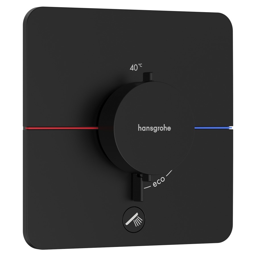 Thermostat SHOWERSELECT
COMFORT Q UP
set de montage final
15,5 x 15,5 cm, pour commander
1 fonction et une sortie
supplémentaire, robinet
Start/Stop, bouton Select
débit 32,8 l/min, sans corps à
encastrer 757 049