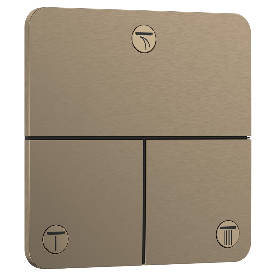Robinet UP SHOWERSELECT
COMFORT Q
set de montage final
15,5 x 15,5 cm, pour commander
3 fonctions, robinet
Start/Stop, bouton Select
débit 32 l/min, sans corps à
encastrer 757 049