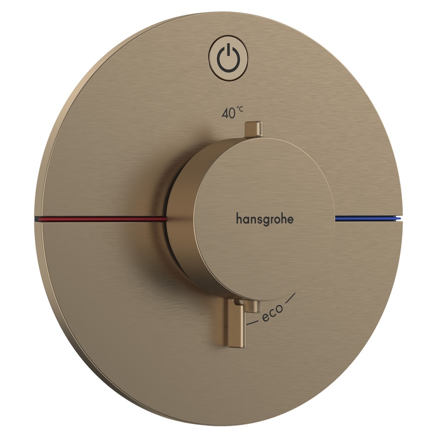 Thermostat SHOWERSELECT
COMFORT S UP
set de montage final
D 15,5 cm, pour commander
1 fonction, robinet Start/Stop
bouton Select, débit
20,3 l/min, sans corps à
encastrer 757 049