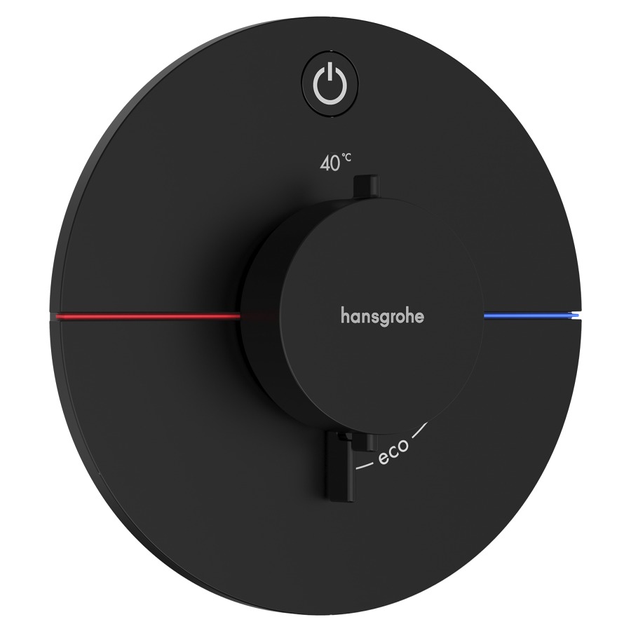 Thermostat SHOWERSELECT
COMFORT S UP
set de montage final
D 15,5 cm, pour commander
1 fonction, robinet Start/Stop
bouton Select, débit
20,3 l/min, sans corps à
encastrer 757 049