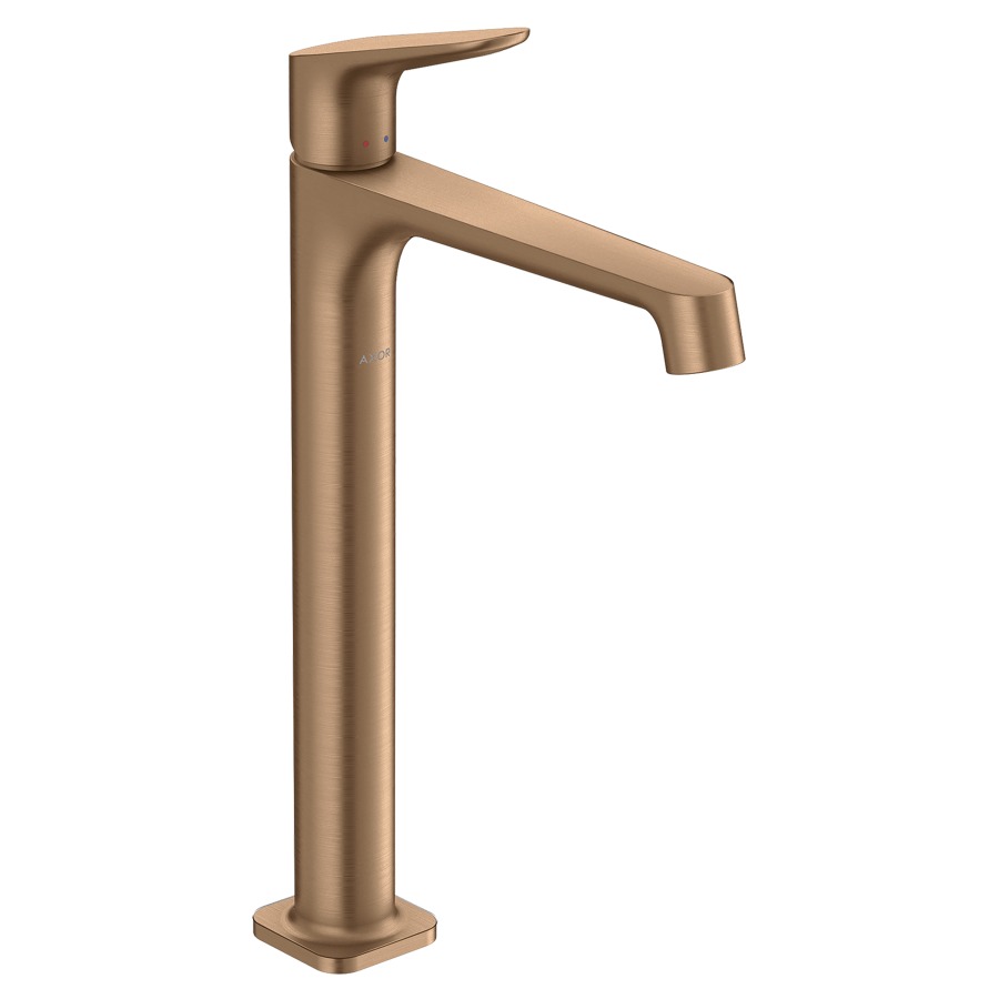 Mélangeur de lavabo CITTERIO M
S 170 mm, goulot fixe
haute coulonne
H jusqu'é aérateur 250 mm
H levier ouvert 361 mm
poignée à levier, avec vidage
à plaque toujours ouverte
débit 5 l/min
groupe acoustique I