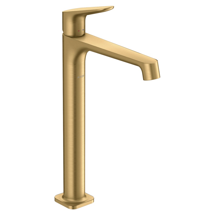 Mélangeur de lavabo CITTERIO M
S 170 mm, goulot fixe
haute coulonne
H jusqu'é aérateur 250 mm
H levier ouvert 361 mm
poignée à levier, avec vidage
à plaque toujours ouverte
débit 5 l/min
groupe acoustique I
