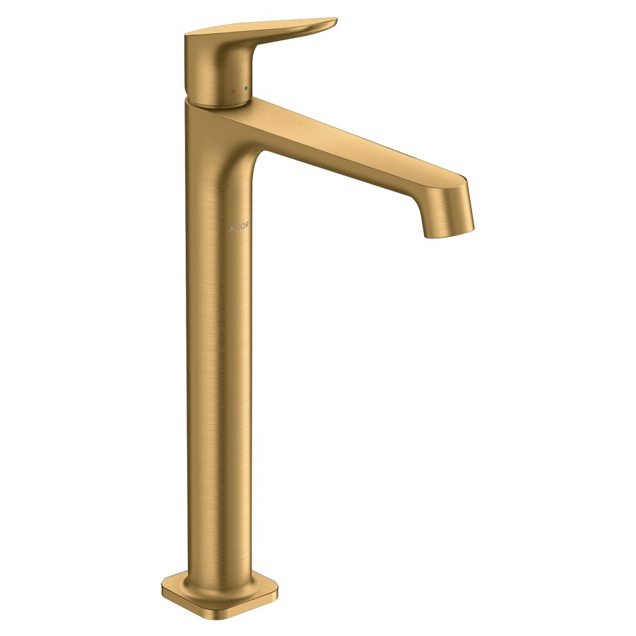 Mélangeur de lavabo CITTERIO M
S 170 mm, goulot fixe
haute coulonne
H jusqu'é aérateur 250 mm
H levier ouvert 361 mm
poignée à levier, avec vidage
à plaque toujours ouverte
débit 5 l/min
groupe acoustique I