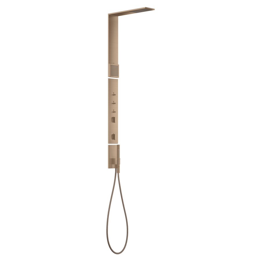 Douchepaneel SHOWERCOMPOSITION
avec thermostat
S 324 mm, douche de tête
11 x 22 cm, 1jet PowderRain
avec douche d'épaule
PowderRain, douche à main
bâton, tuyau de douche
sans corps à encastrer 758 087