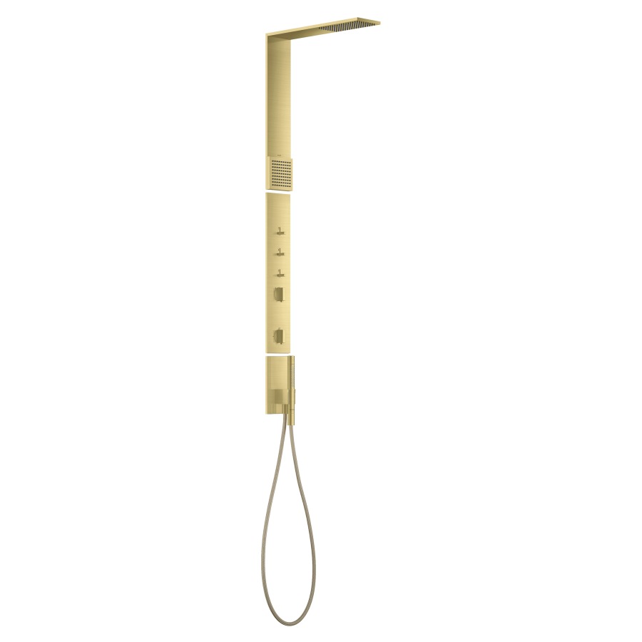 Douchepaneel SHOWERCOMPOSITION
avec thermostat
S 324 mm, douche de tête
11 x 22 cm, 1jet PowderRain
avec douche d'épaule
PowderRain, douche à main
bâton, tuyau de douche
sans corps à encastrer 758 087