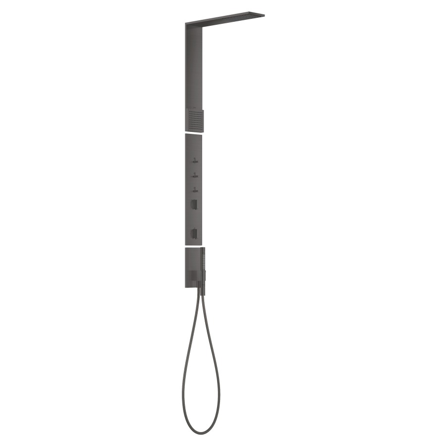 Douchepaneel SHOWERCOMPOSITION
avec thermostat
S 324 mm, douche de tête
11 x 22 cm, 1jet PowderRain
avec douche d'épaule
PowderRain, douche à main
bâton, tuyau de douche
sans corps à encastrer 758 087