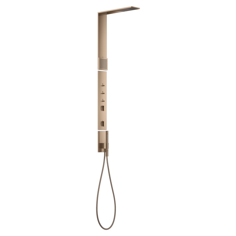 Douchepaneel SHOWERCOMPOSITION
avec thermostat
S 324 mm, douche de tête
11 x 22 cm, 1jet PowderRain
avec douche d'épaule
PowderRain, douche à main
bâton, tuyau de douche
sans corps à encastrer 758 087