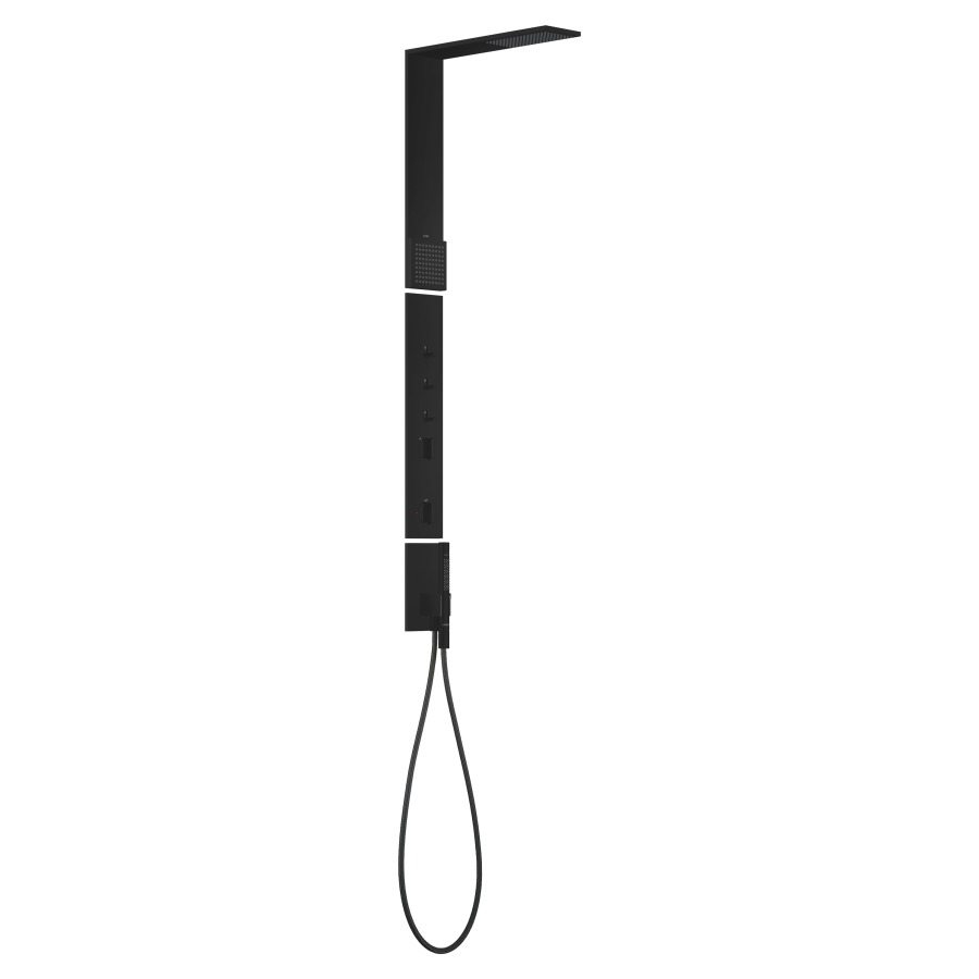 Douchepaneel SHOWERCOMPOSITION
avec thermostat
S 324 mm, douche de tête
11 x 22 cm, 1jet PowderRain
avec douche d'épaule
PowderRain, douche à main
bâton, tuyau de douche
sans corps à encastrer 758 087