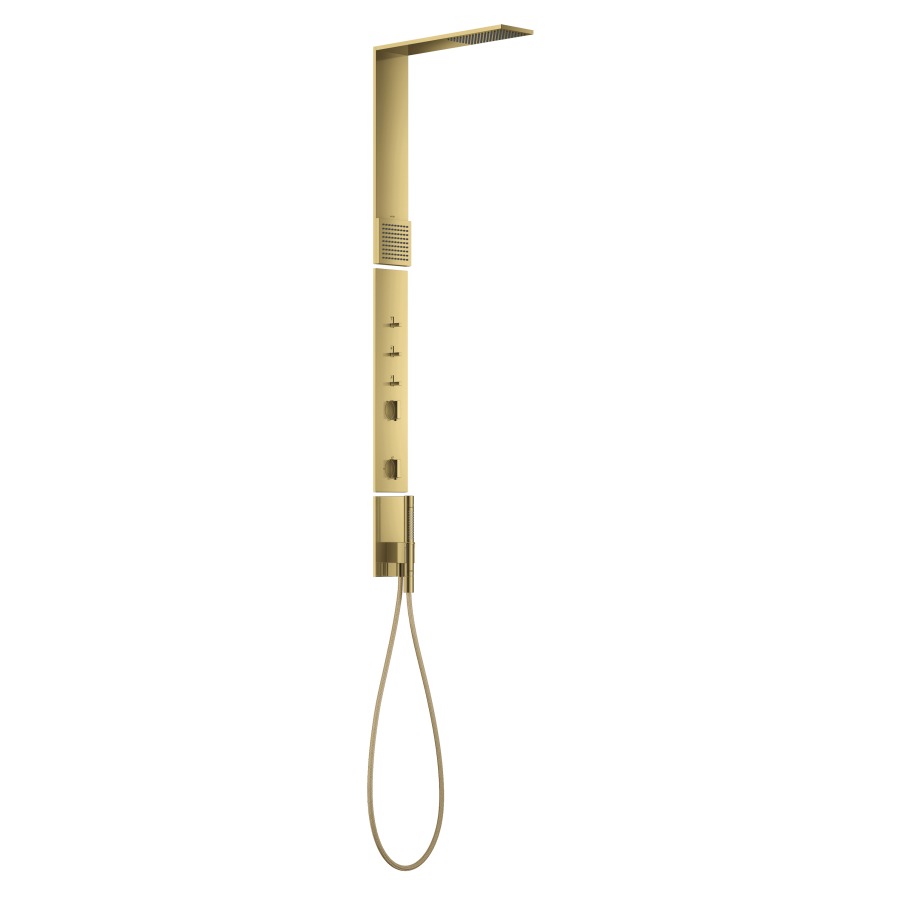 Douchepaneel SHOWERCOMPOSITION
avec thermostat
S 324 mm, douche de tête
11 x 22 cm, 1jet PowderRain
avec douche d'épaule
PowderRain, douche à main
bâton, tuyau de douche
sans corps à encastrer 758 087