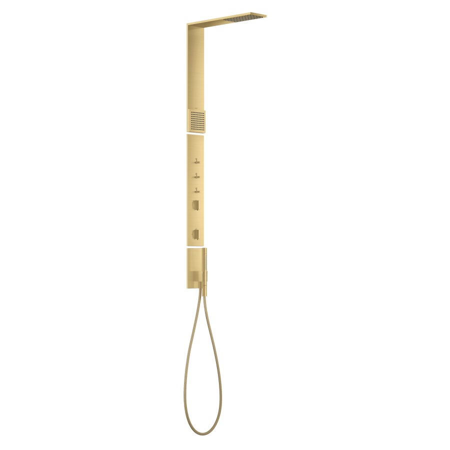 Douchepaneel SHOWERCOMPOSITION
avec thermostat
S 324 mm, douche de tête
11 x 22 cm, 1jet PowderRain
avec douche d'épaule
PowderRain, douche à main
bâton, tuyau de douche
sans corps à encastrer 758 087