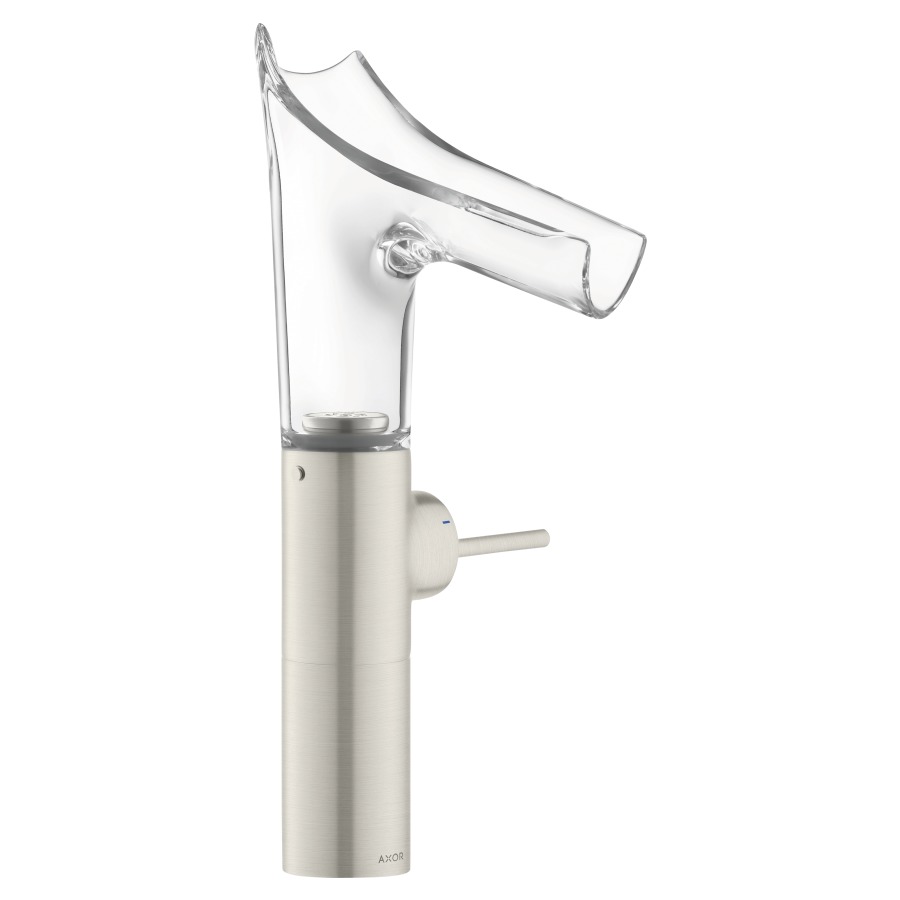 Mélangeur de lavabo STARCK V
pour bols lavage
S 125 mm, H 220 mm
goulot orientable, plage de
pivotement en réglable
120° ou 145°, commande à
gauche ou à droite
soupape d'écoulement
débit 4 l/min, tuyaux de
raccordement flexibles 3/8"
n'est pas recommandé pour le
secteur public ou demi-public
groupe acoustique NT