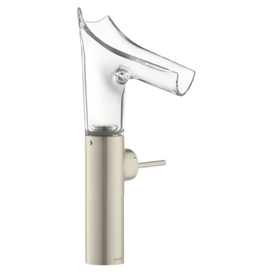 Mélangeur de lavabo STARCK V
pour bols lavage
S 125 mm, H 220 mm
goulot orientable, plage de
pivotement en réglable
120° ou 145°, commande à
gauche ou à droite
soupape d'écoulement
débit 4 l/min, tuyaux de
raccordement flexibles 3/8"
n'est pas recommandé pour le
secteur public ou demi-public
groupe acoustique NT