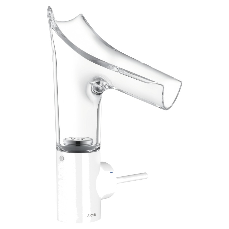 Mélangeur de lavabo STARCK V
S 125 mm, H 141 mm
goulot orientable, plage de
pivotement en réglable
120° ou 145°, commande à
gauche ou à droite
soupape d'écoulement
débit 4 l/min, tuyaux de
raccordement flexibles 3/8"
n'est pas recommandé pour le
secteur public ou demi-public
groupe acoustique NT