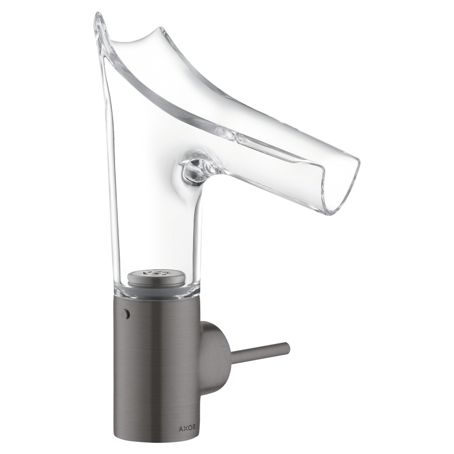 Mélangeur de lavabo STARCK V
S 125 mm, H 141 mm
goulot orientable, plage de
pivotement en réglable
120° ou 145°, commande à
gauche ou à droite
soupape d'écoulement
débit 4 l/min, tuyaux de
raccordement flexibles 3/8"
n'est pas recommandé pour le
secteur public ou demi-public
groupe acoustique NT