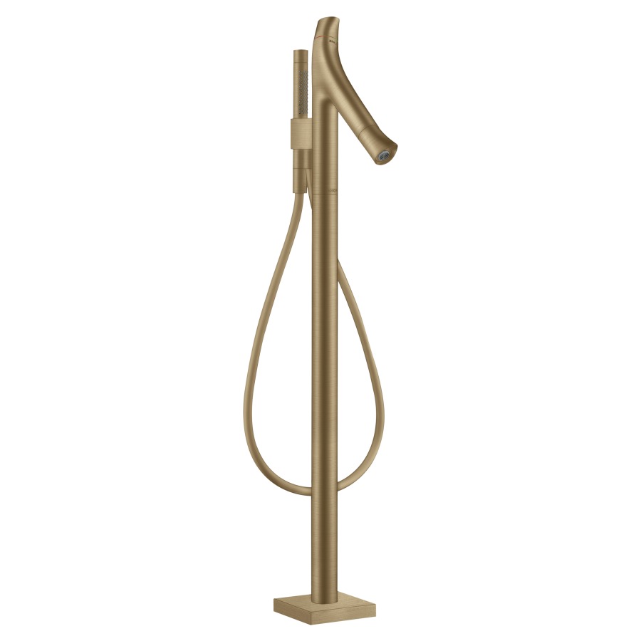 Mélangeur de bain STARCK
ORGANIC thermostat, S 175 mm
goulot fixe, H jusqu'à aéra-
teur 640-720 mm, avec colonne
pour montage à pose libre
robinet d'arrêt et inverseur
douche à main Starck
tuyau de douche 125 cm
débit 20 l/min, sans corps
à encastrer 758 415
groupe acoustique II